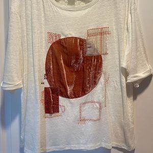 Akemi + Kin linen velvet patchwork t shirt sz xl